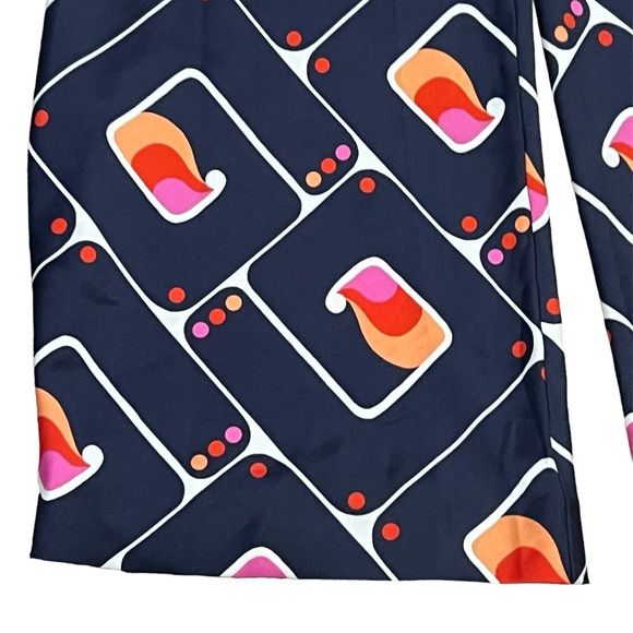 Zara Geometric Print Wide Leg Navy Pants - Picture 4 of 9